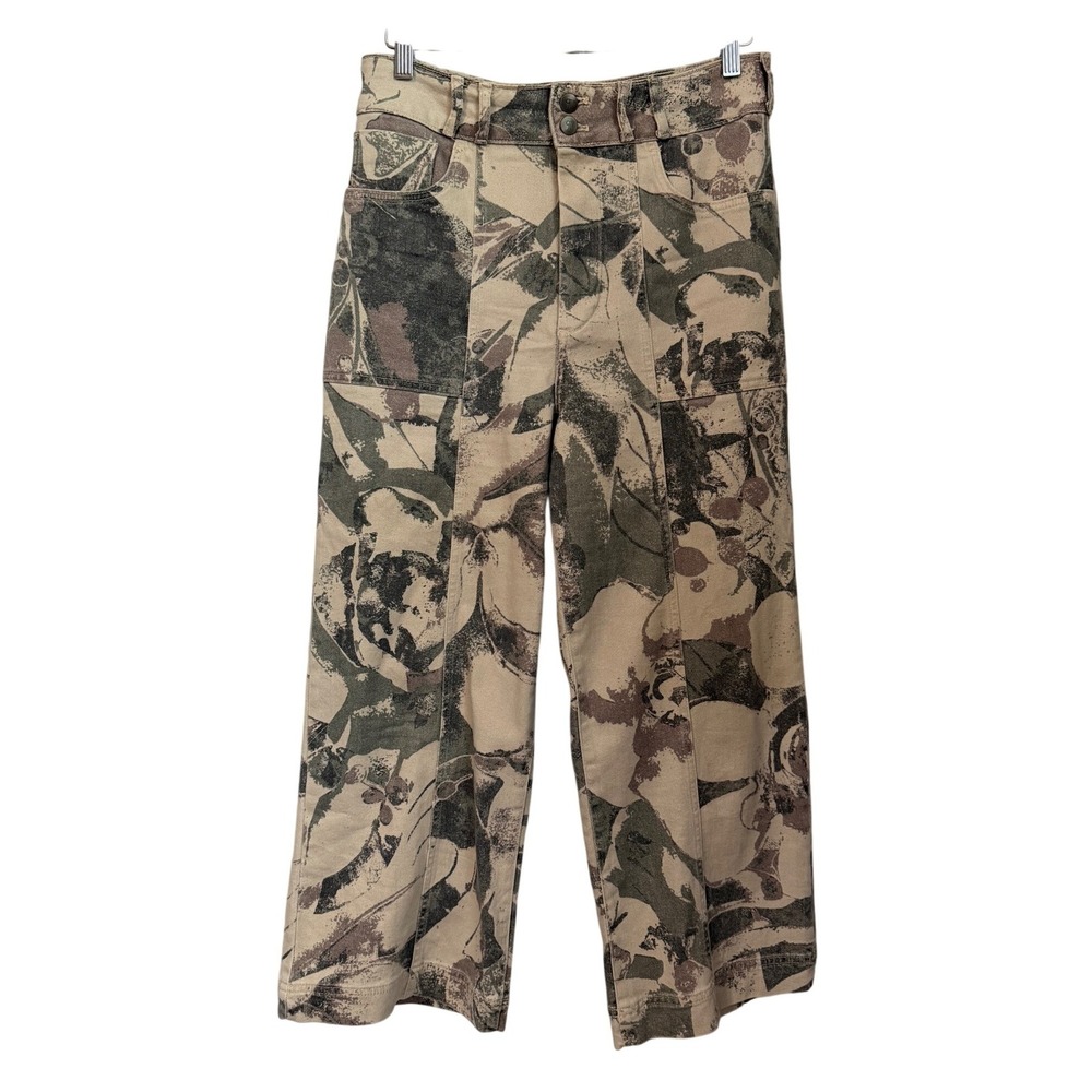 Anthropologie Pilcro Skipper Wide Leg Camo Pants Womens Size 30 Grey Streetwear - Picture 2 of 14